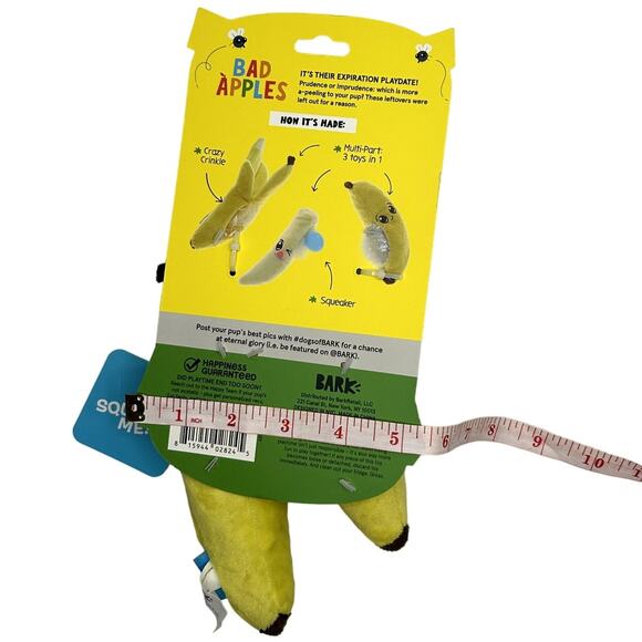 BarkBox Junk Bad Apples Banana Squeak Toy For Small Dags - Picture 2 of 2